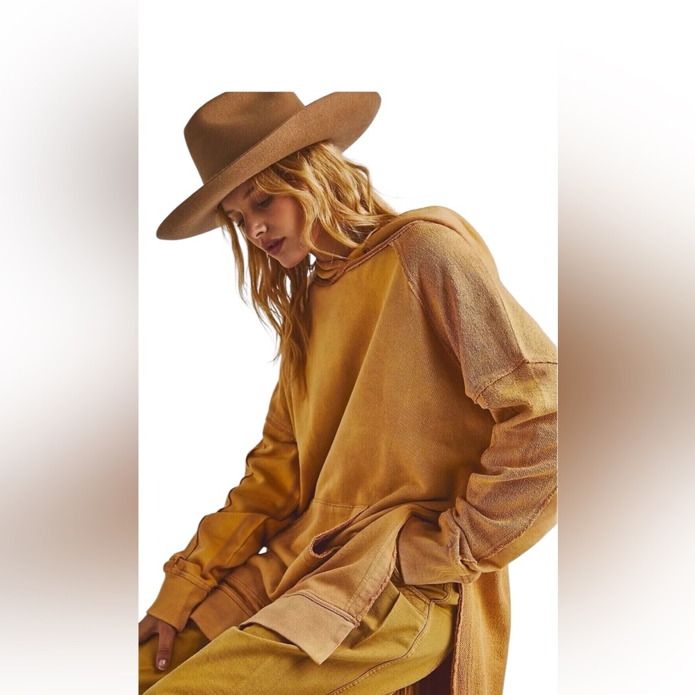 Free People Zoe Hoodie sweatshirt Oversized Ribbed Slouchy Sz large Womens